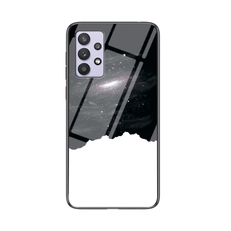 For Samsung Galaxy A32 Starry Sky Painted Tempered Glass TPU Shockproof Protective Case
