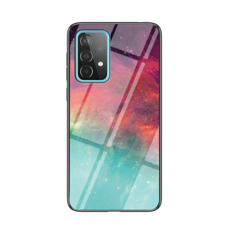 For Samsung Galaxy A52 5G / 4G Starry Sky Painted Tempered Glass TPU Shockproof Protective Case