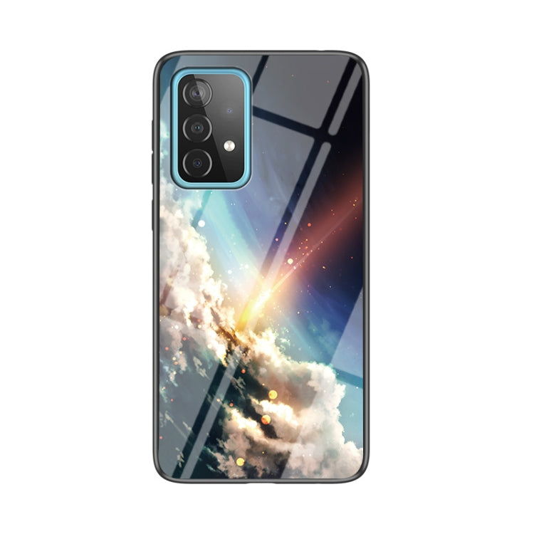 For Samsung Galaxy A52 5G / 4G Starry Sky Painted Tempered Glass TPU Shockproof Protective Case