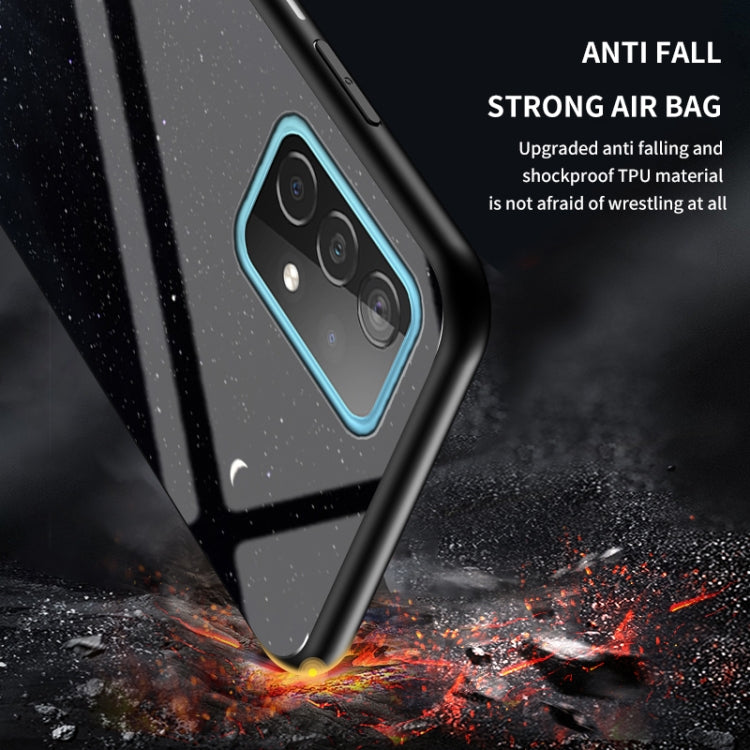 For Samsung Galaxy A52 5G / 4G Starry Sky Painted Tempered Glass TPU Shockproof Protective Case