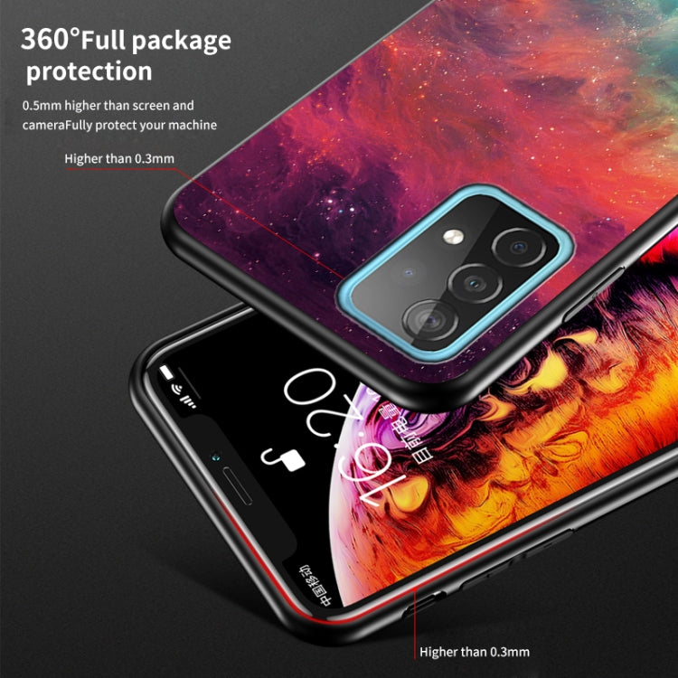 For Samsung Galaxy A52 5G / 4G Starry Sky Painted Tempered Glass TPU Shockproof Protective Case