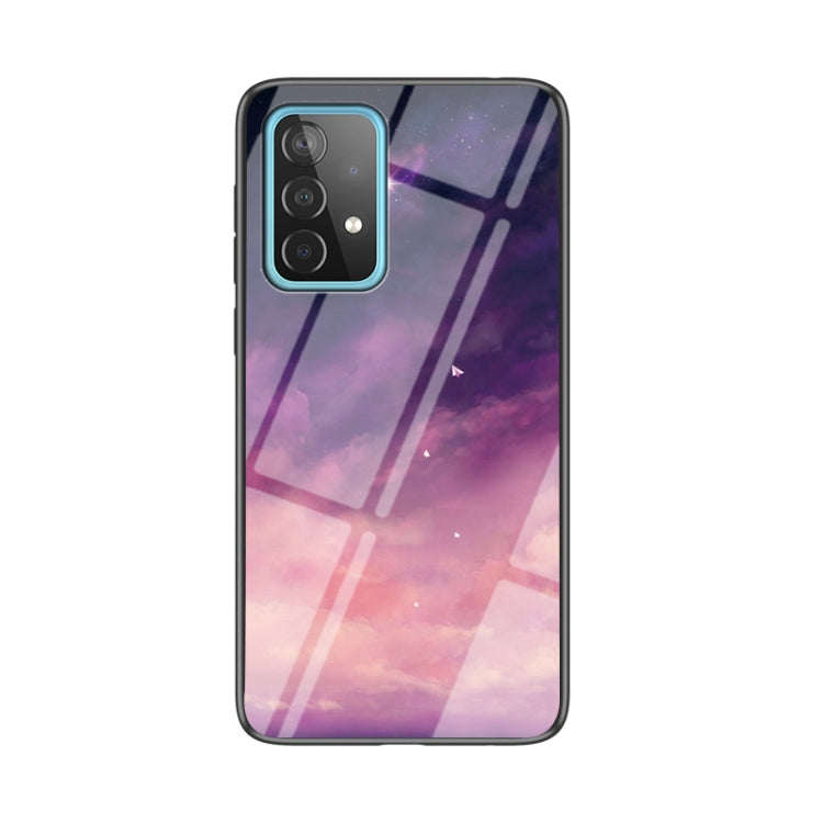 For Samsung Galaxy A52 5G / 4G Starry Sky Painted Tempered Glass TPU Shockproof Protective Case