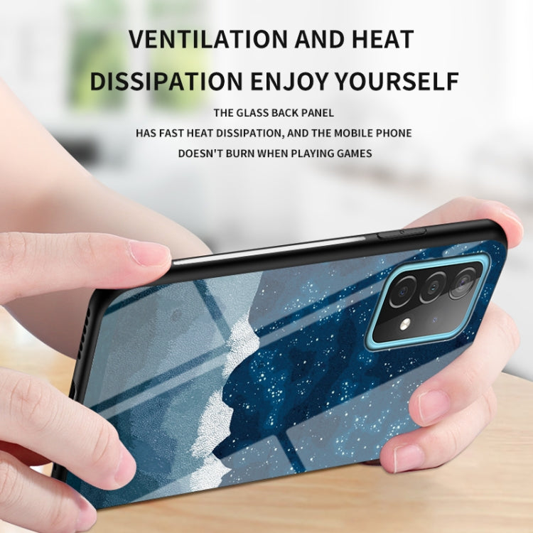 For Samsung Galaxy A52 5G / 4G Starry Sky Painted Tempered Glass TPU Shockproof Protective Case