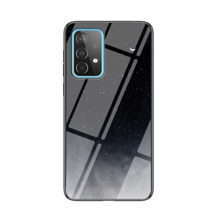 For Samsung Galaxy A52 5G / 4G Starry Sky Painted Tempered Glass TPU Shockproof Protective Case
