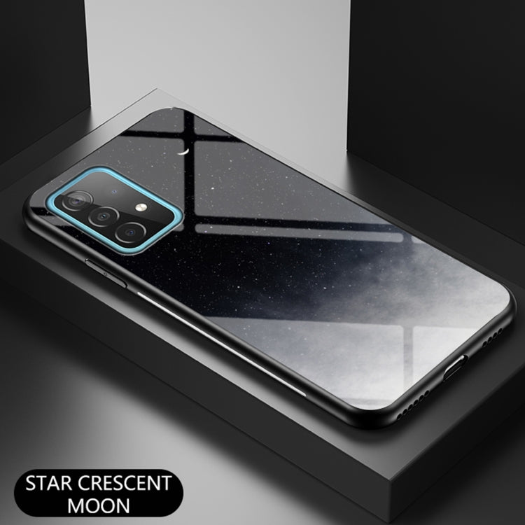 For Samsung Galaxy A52 5G / 4G Starry Sky Painted Tempered Glass TPU Shockproof Protective Case