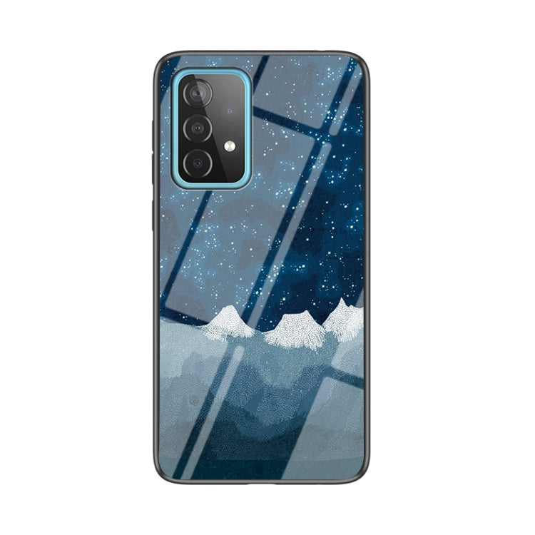 For Samsung Galaxy A52 5G / 4G Starry Sky Painted Tempered Glass TPU Shockproof Protective Case