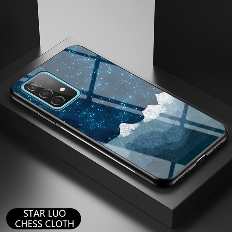 For Samsung Galaxy A52 5G / 4G Starry Sky Painted Tempered Glass TPU Shockproof Protective Case