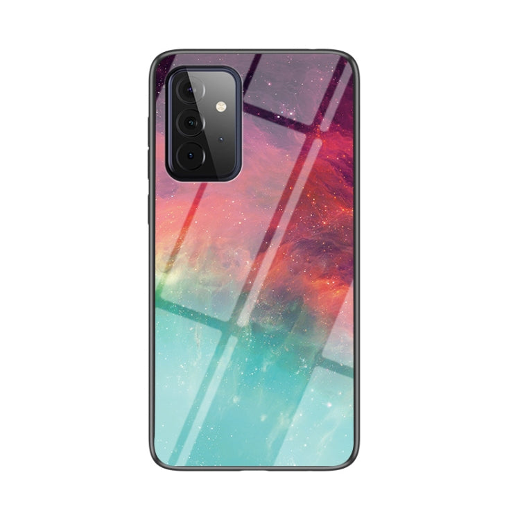 For Samsung Galaxy A72 5G / 4G Starry Sky Painted Tempered Glass TPU Shockproof Protective Case