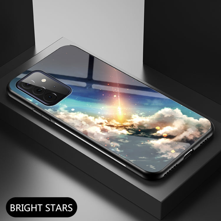 For Samsung Galaxy A72 5G / 4G Starry Sky Painted Tempered Glass TPU Shockproof Protective Case