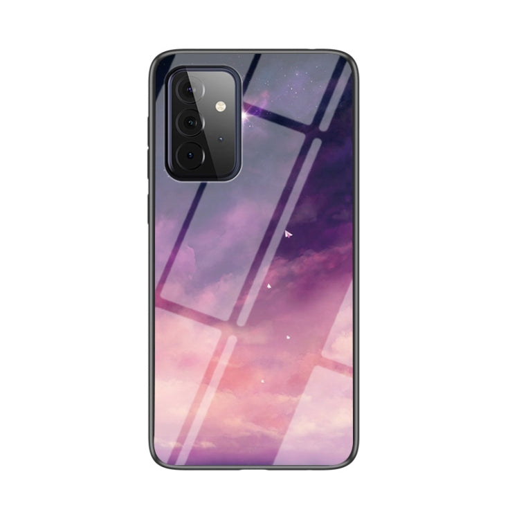 For Samsung Galaxy A72 5G / 4G Starry Sky Painted Tempered Glass TPU Shockproof Protective Case