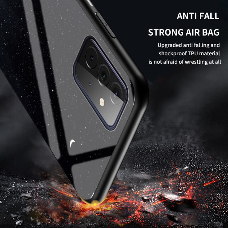 For Samsung Galaxy A72 5G / 4G Starry Sky Painted Tempered Glass TPU Shockproof Protective Case