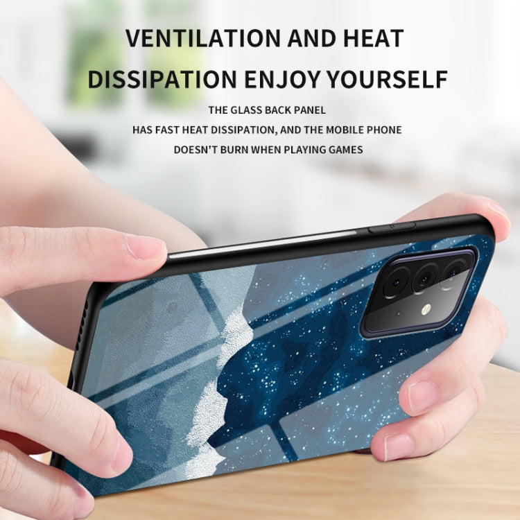 For Samsung Galaxy A72 5G / 4G Starry Sky Painted Tempered Glass TPU Shockproof Protective Case