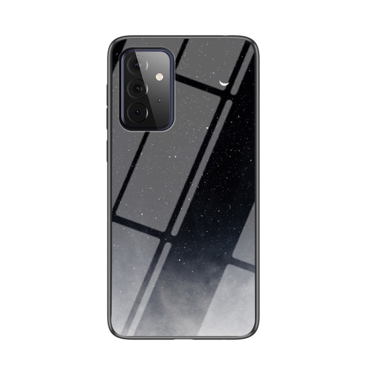 For Samsung Galaxy A72 5G / 4G Starry Sky Painted Tempered Glass TPU Shockproof Protective Case