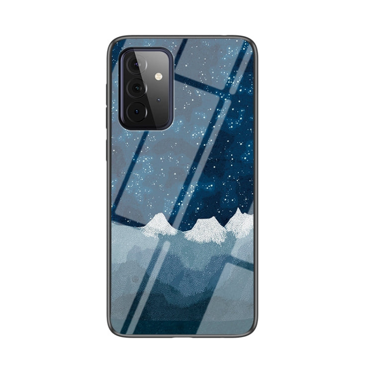 For Samsung Galaxy A72 5G / 4G Starry Sky Painted Tempered Glass TPU Shockproof Protective Case