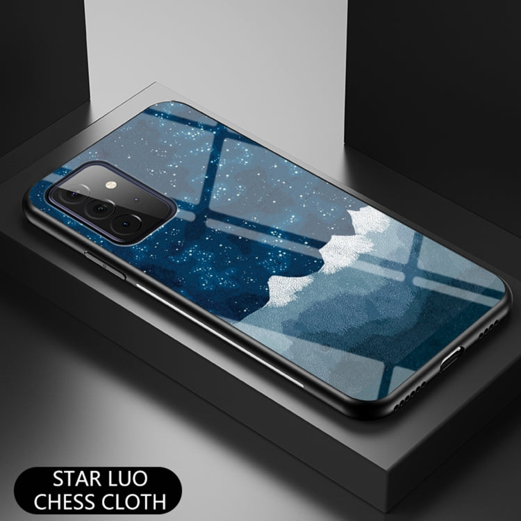 For Samsung Galaxy A72 5G / 4G Starry Sky Painted Tempered Glass TPU Shockproof Protective Case