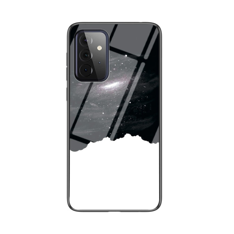 For Samsung Galaxy A72 5G / 4G Starry Sky Painted Tempered Glass TPU Shockproof Protective Case