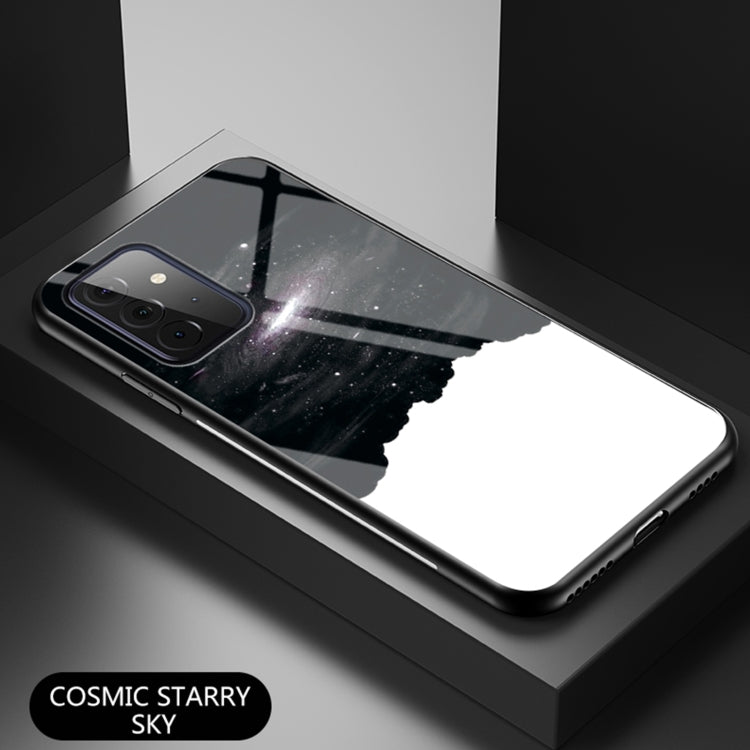 For Samsung Galaxy A72 5G / 4G Starry Sky Painted Tempered Glass TPU Shockproof Protective Case