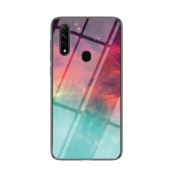 For OPPO A8 Starry Sky Painted Tempered Glass TPU Shockproof Protective Case