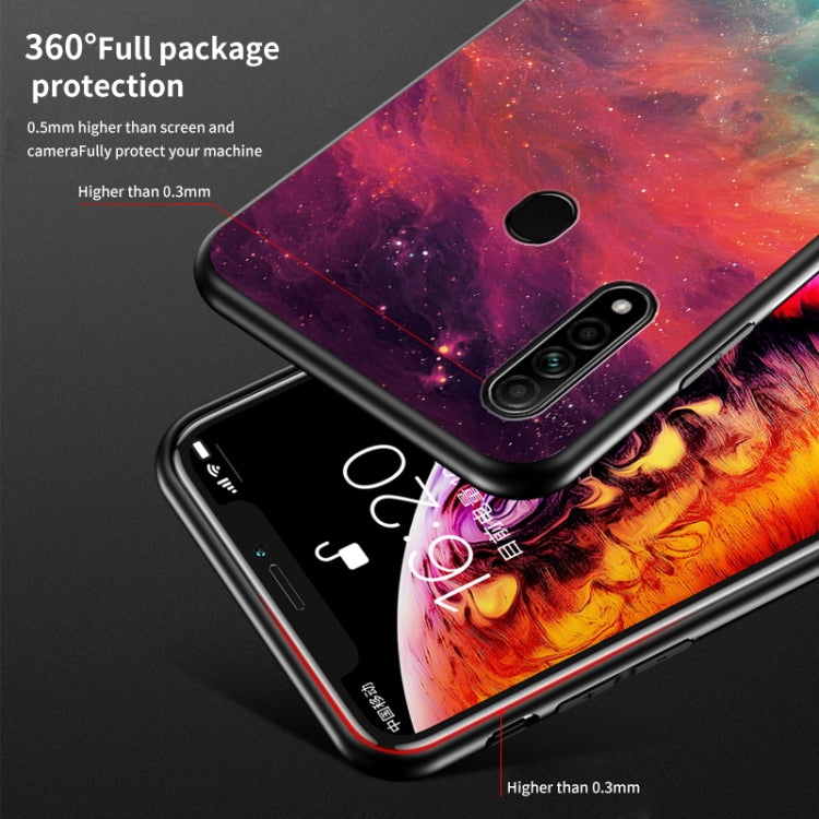 For OPPO A8 Starry Sky Painted Tempered Glass TPU Shockproof Protective Case