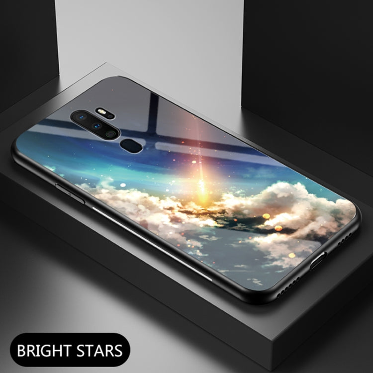 For OPPO A9 2020 Starry Sky Painted Tempered Glass TPU Shockproof Protective Case