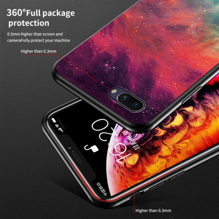 For OPPO A5 / A7 / A12e Starry Sky Painted Tempered Glass TPU Shockproof Protective Case