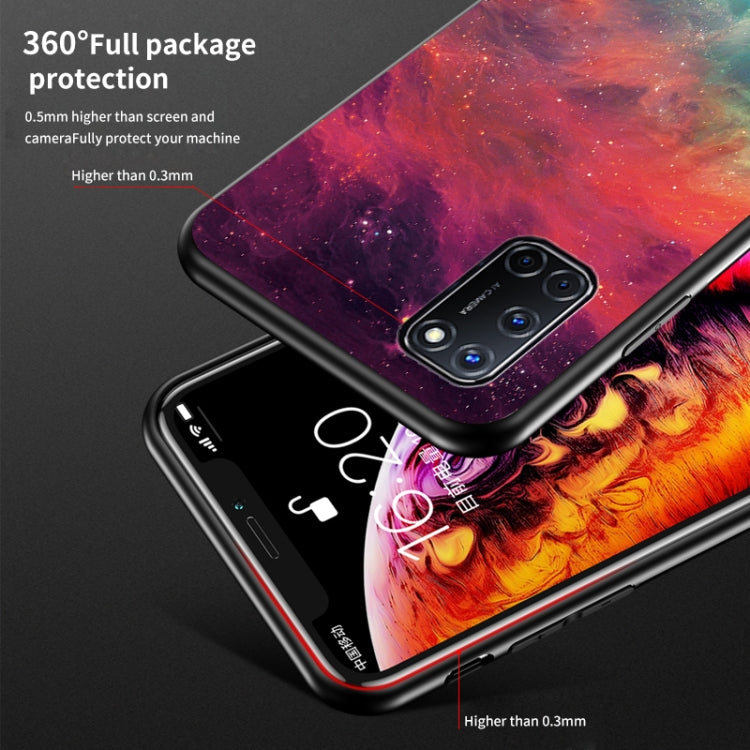 For OPPO A52 Starry Sky Painted Tempered Glass TPU Shockproof Protective Case