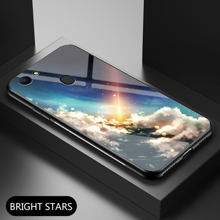 For OPPO A73 / F5 Starry Sky Painted Tempered Glass TPU Shockproof Protective Case