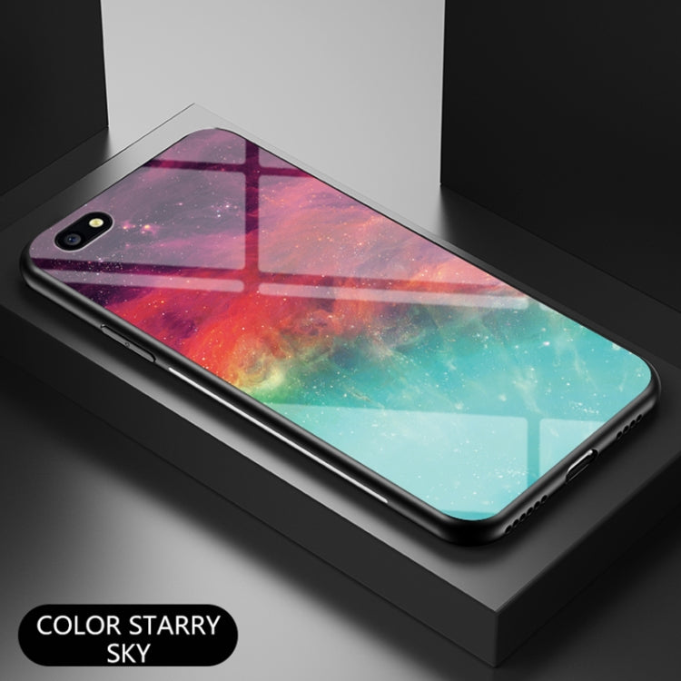 For OPPO A77 / F3 Starry Sky Painted Tempered Glass TPU Shockproof Protective Case