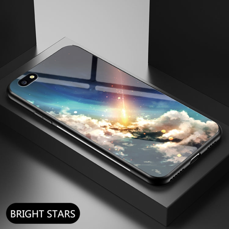 For OPPO A77 / F3 Starry Sky Painted Tempered Glass TPU Shockproof Protective Case