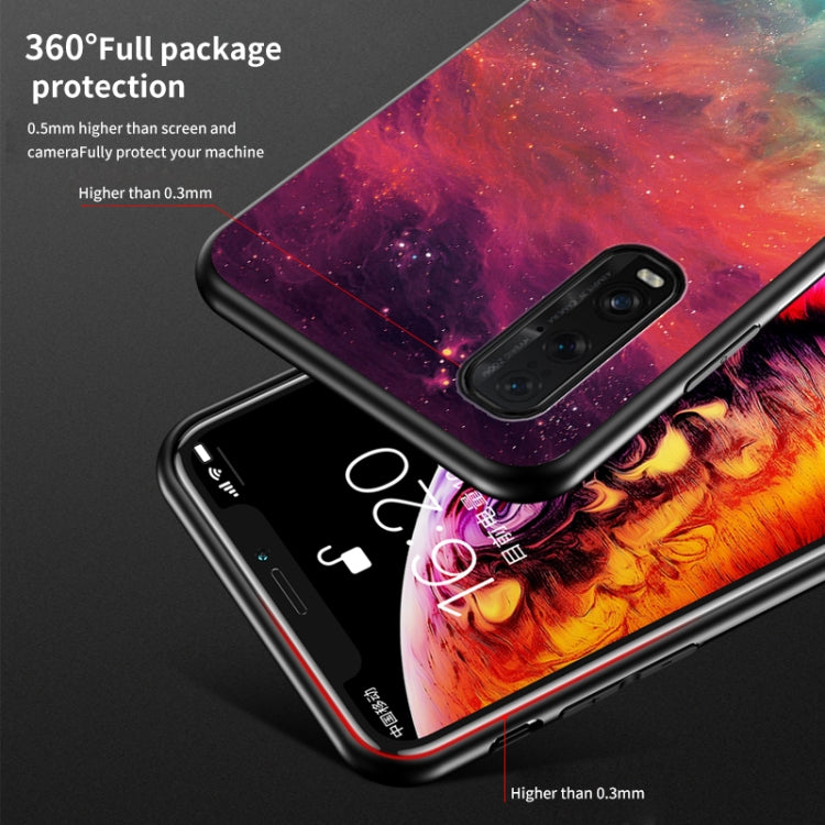 For OPPO Find X2 Starry Sky Painted Tempered Glass TPU Shockproof Protective Case