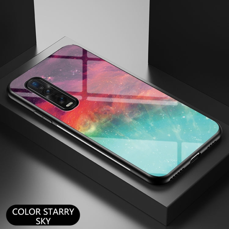 For OPPO Find X2 Pro Starry Sky Painted Tempered Glass TPU Shockproof Protective Case