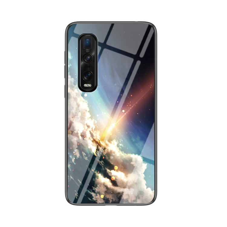 For OPPO Find X2 Pro Starry Sky Painted Tempered Glass TPU Shockproof Protective Case