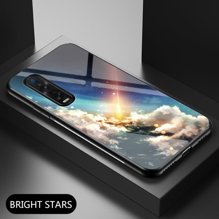 For OPPO Find X2 Pro Starry Sky Painted Tempered Glass TPU Shockproof Protective Case