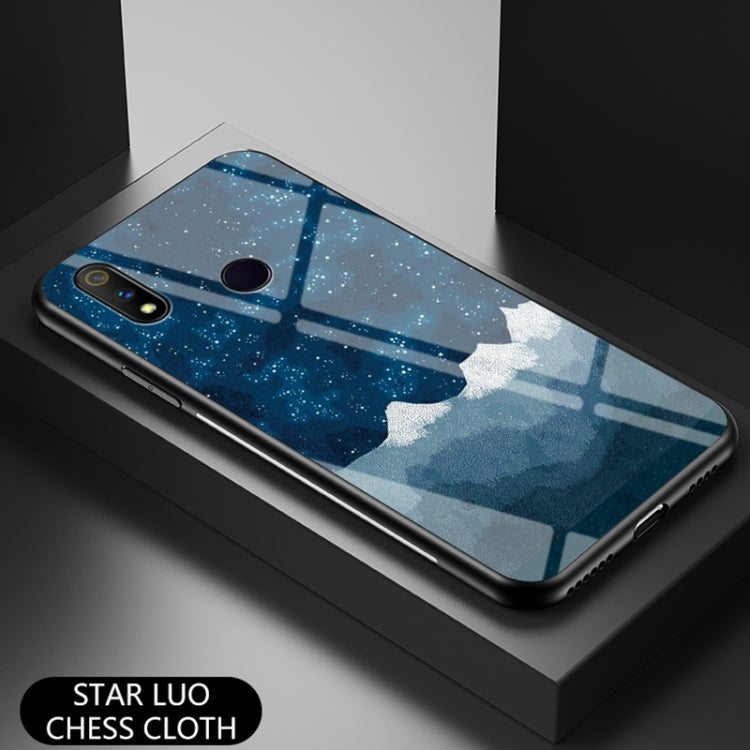 For OPPO Realme 3 Pro Starry Sky Painted Tempered Glass TPU Shockproof Protective Case