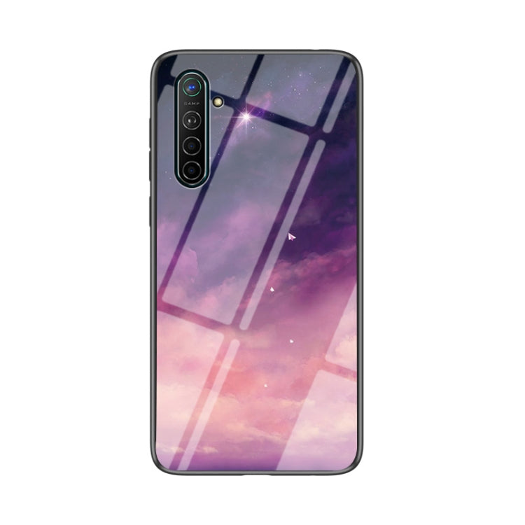 For OPPO Realme XT Starry Sky Painted Tempered Glass TPU Shockproof Protective Case