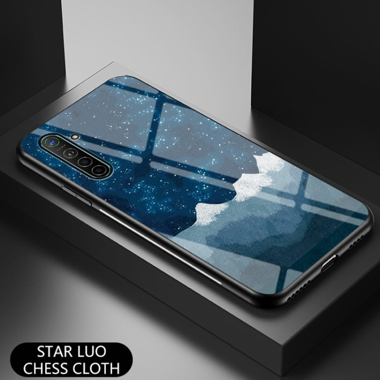 For OPPO Realme XT Starry Sky Painted Tempered Glass TPU Shockproof Protective Case