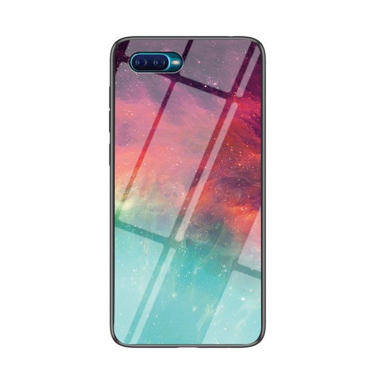 For OPPO Reno A Starry Sky Painted Tempered Glass TPU Shockproof Protective Case