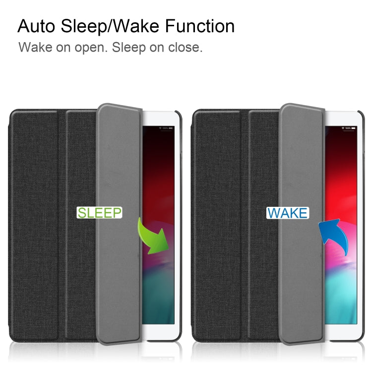 For iPad 10.2 2021 / 2020 / 2019 / Air 3 / Pro 10.5 / iPad 10.2 2020 Denim Texture Horizontal Flip Leather Case with Three-folding Holder & Sleep / Wake-up Function
