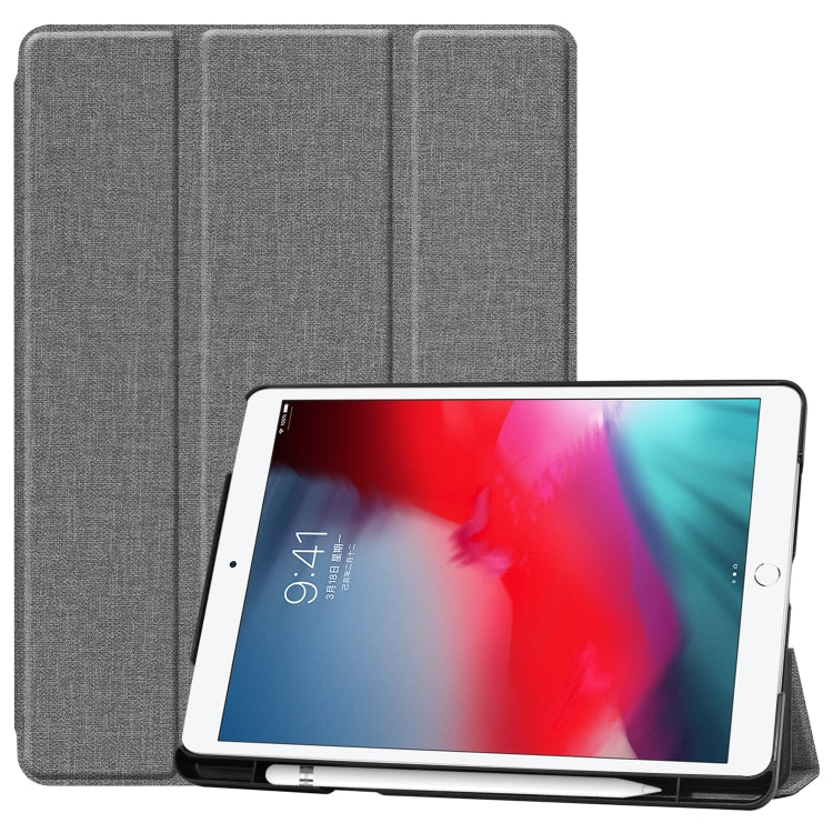 For iPad 10.2 2021 / 2020 / 2019 / Air 3 / Pro 10.5 / iPad 10.2 2020 Denim Texture Horizontal Flip Leather Case with Three-folding Holder & Sleep / Wake-up Function