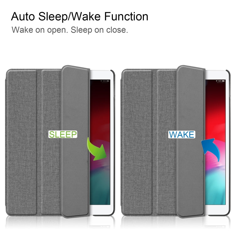 For iPad 10.2 2021 / 2020 / 2019 / Air 3 / Pro 10.5 / iPad 10.2 2020 Denim Texture Horizontal Flip Leather Case with Three-folding Holder & Sleep / Wake-up Function