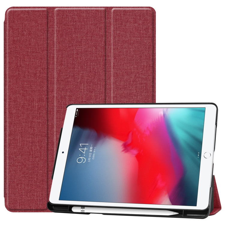 For iPad 10.2 2021 / 2020 / 2019 / Air 3 / Pro 10.5 / iPad 10.2 2020 Denim Texture Horizontal Flip Leather Case with Three-folding Holder & Sleep / Wake-up Function