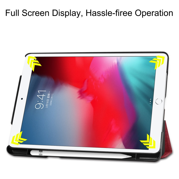 For iPad 10.2 2021 / 2020 / 2019 / Air 3 / Pro 10.5 / iPad 10.2 2020 Denim Texture Horizontal Flip Leather Case with Three-folding Holder & Sleep / Wake-up Function