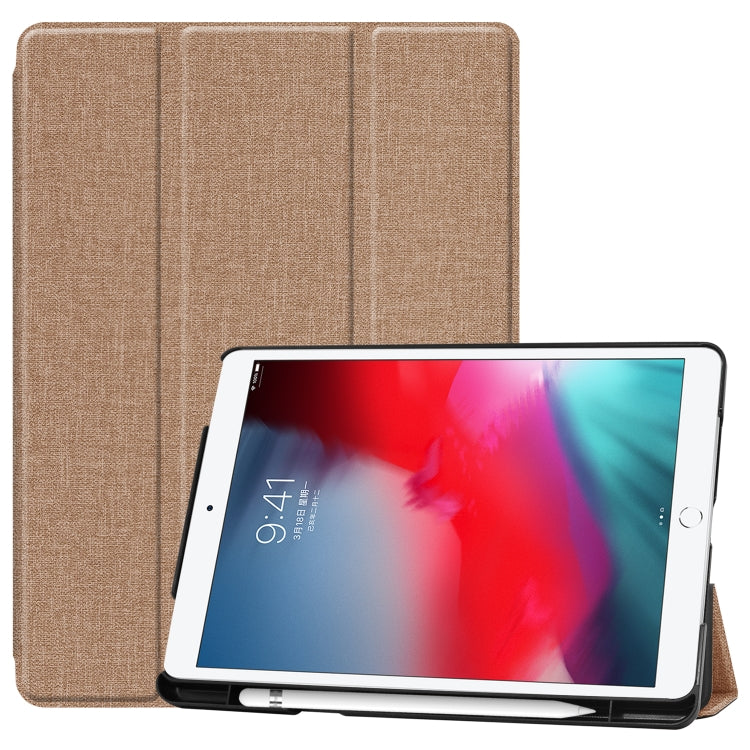 For iPad 10.2 2021 / 2020 / 2019 / Air 3 / Pro 10.5 / iPad 10.2 2020 Denim Texture Horizontal Flip Leather Case with Three-folding Holder & Sleep / Wake-up Function