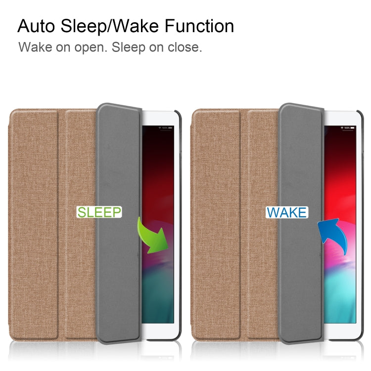 For iPad 10.2 2021 / 2020 / 2019 / Air 3 / Pro 10.5 / iPad 10.2 2020 Denim Texture Horizontal Flip Leather Case with Three-folding Holder & Sleep / Wake-up Function