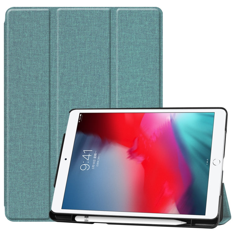 For iPad 10.2 2021 / 2020 / 2019 / Air 3 / Pro 10.5 / iPad 10.2 2020 Denim Texture Horizontal Flip Leather Case with Three-folding Holder & Sleep / Wake-up Function