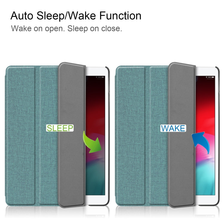 For iPad 10.2 2021 / 2020 / 2019 / Air 3 / Pro 10.5 / iPad 10.2 2020 Denim Texture Horizontal Flip Leather Case with Three-folding Holder & Sleep / Wake-up Function