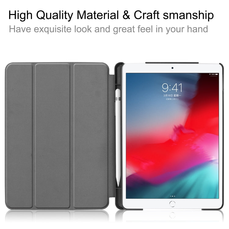 For iPad 10.2 2021 / 2020 / 2019 / Air 3 / Pro 10.5 / iPad 10.2 2020 Denim Texture Horizontal Flip Leather Case with Three-folding Holder & Sleep / Wake-up Function
