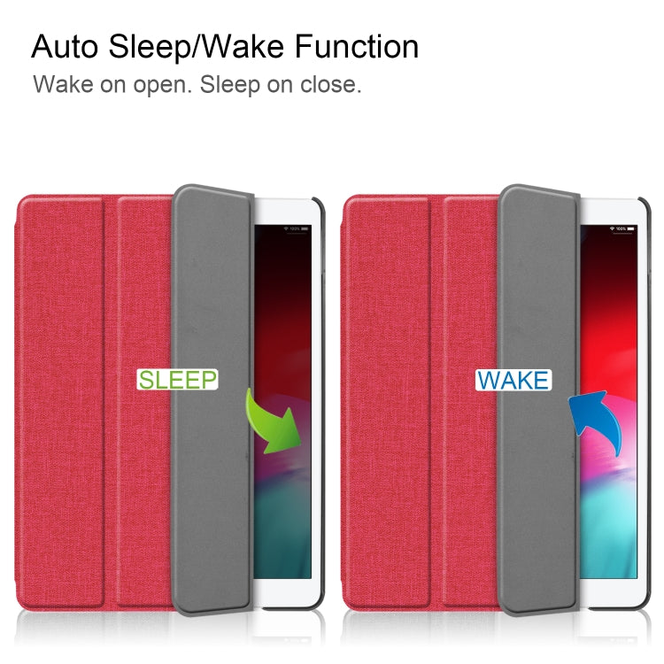 For iPad 10.2 2021 / 2020 / 2019 / Air 3 / Pro 10.5 / iPad 10.2 2020 Denim Texture Horizontal Flip Leather Case with Three-folding Holder & Sleep / Wake-up Function