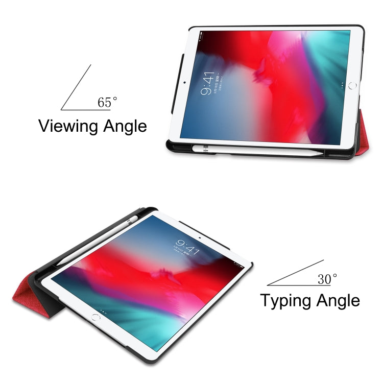 For iPad 10.2 2021 / 2020 / 2019 / Air 3 / Pro 10.5 / iPad 10.2 2020 Denim Texture Horizontal Flip Leather Case with Three-folding Holder & Sleep / Wake-up Function