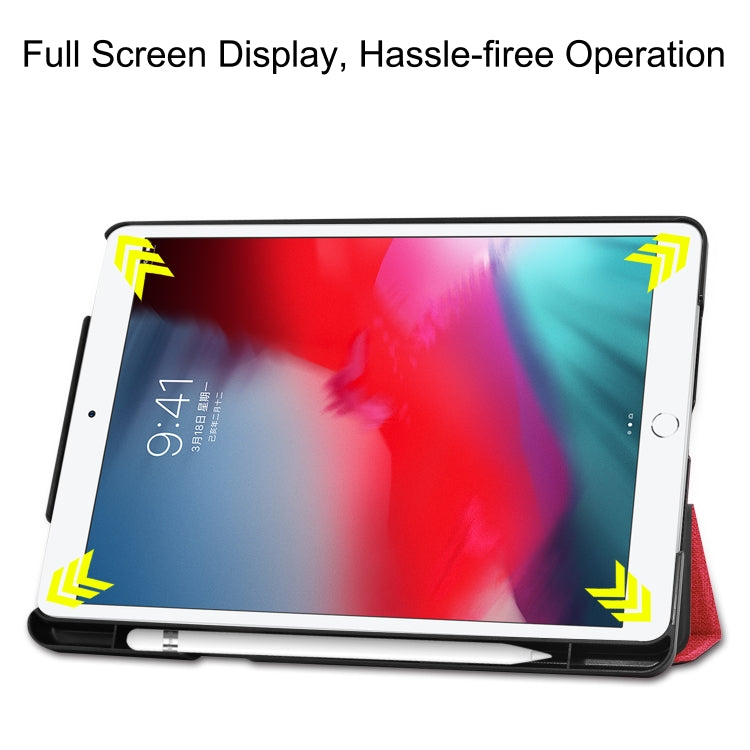 For iPad 10.2 2021 / 2020 / 2019 / Air 3 / Pro 10.5 / iPad 10.2 2020 Denim Texture Horizontal Flip Leather Case with Three-folding Holder & Sleep / Wake-up Function